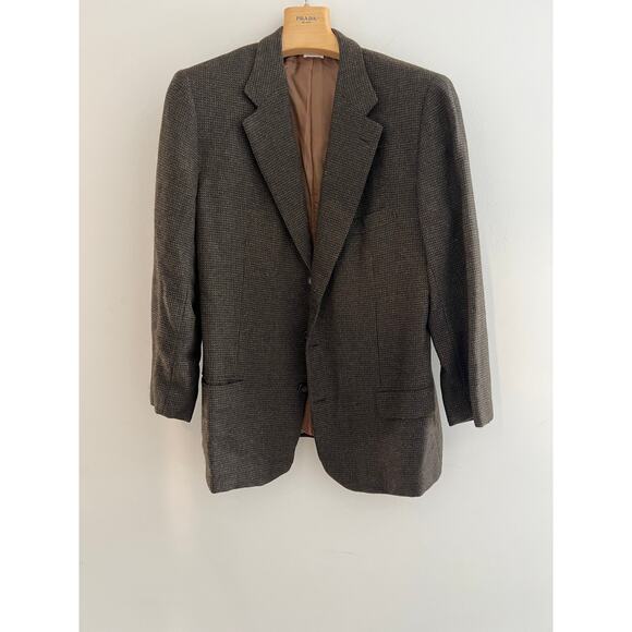Vintage Brioni Wilkes Bashford Suit Jacket Silk Cashmere Brown Size 44L JP - Picture 1 of 15